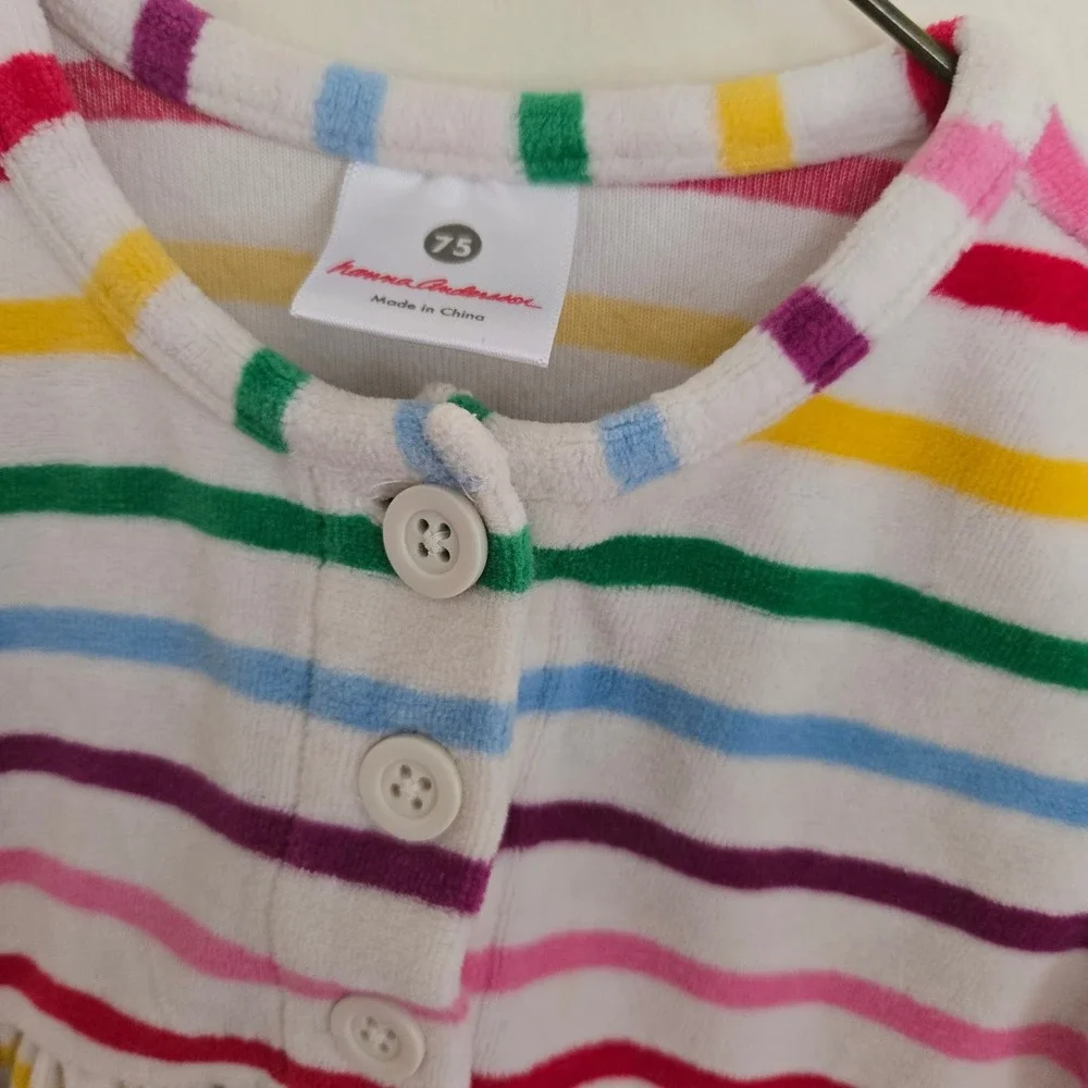Hanna Andersson Baby Girls Rainbow Stripe Velour Long Sleeve Dress‎ 75cm 12-18M